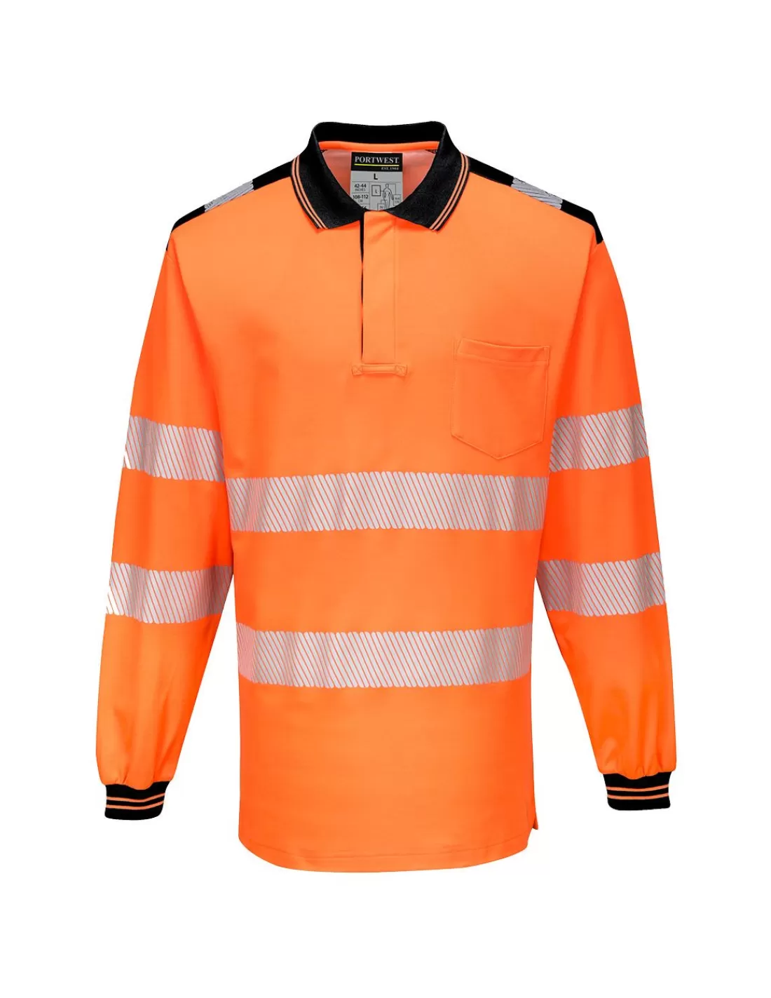 Flash Sale Polo Manches Longues Avec Poche Et Bandes Segmentées EN20471 Classe 2 T184 Portwest Polo Haute Visibilite